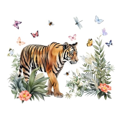 ycezw Tiger Wandtattoo – Dschungel-Tiger-Tier-Wandkunst-Aufkleber, Tiger-Dekoration, Wandkunst-Aufkleber für Wohnzimmer, Spielzimmer, Kinderzimmer von ycezw