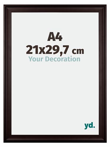 yd. Your Decoration - Bilderrahmen DIN A4 21x29,7 cm - Braun - Bilderrahmen aus Holz mit Acrylglas - Antireflex - DIN A4 21x29,7 Rahmen - Birmingham von yd.