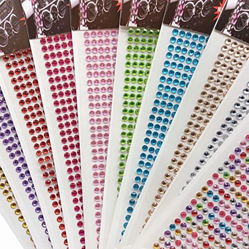 10Sheet Strass Aufkleber Selbstklebend Kristall Selbstklebende Aufkleber Crystal Gem Aufkleber Bunten Strass Aufkleber Blatt Acryl Schmucksteine Selbstklebend für Kinder Handwerke FotorahmenGrußkarten von yeemeen