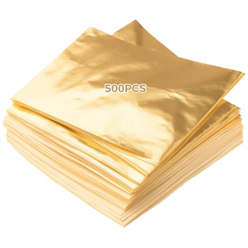 500 Blatt Goldfolie, Blattgold Imitat für Handwerk, Nail Art, Vergoldung und Malerei Projekte, Professionelles Dekorpapier 500 Blatt Goldfolie, Blattgold Imitat für Handwerk, Nail Art, Vergoldung und Malerei Projekte, Professionelles Dekorpapier von yeeplant