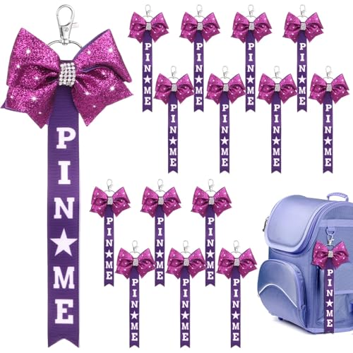 Cheerleader Ribbon Pin Me Band, funkelnde Cheer Ribbon Pin mit Strass-Schleife, Cheer Ribbon Pins, 15 Stück Cheer Pin Schlüsselanhänger, Taschenanhänger Ornament von yeeplant