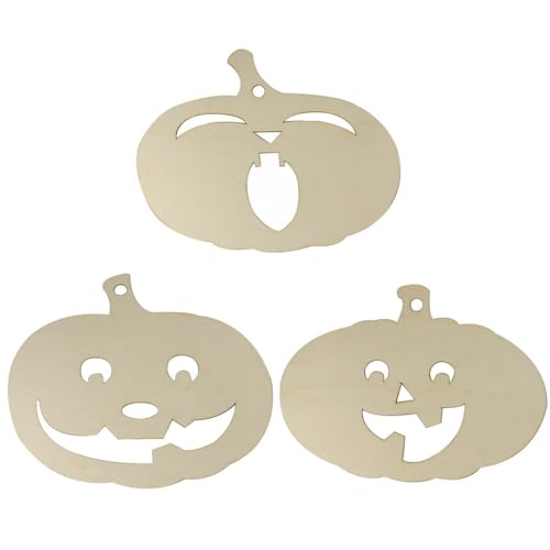 Festliche Kürbisförmige Holzscheiben für Halloween – DIY Blanko hängende Dekorationen für Zuhause Handwerk von yeeplant