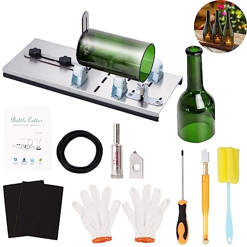 Kit zum Schneiden von Glasflaschen - 16-teiliges Werkzeugset mit verstellbarem Schneider für runde Flaschen, Glasschneide-Lochsäge, DIY-Kunst für Vasen und Lichter von yeeplant