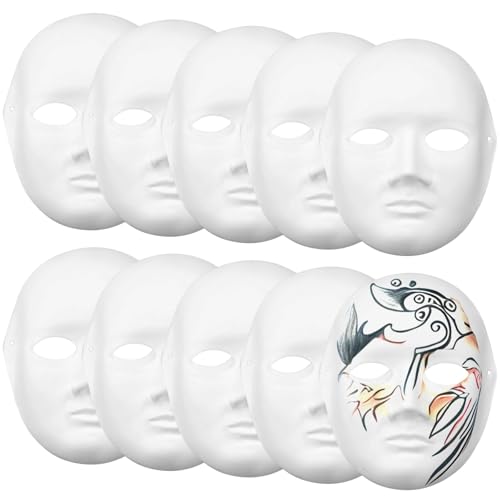 Pappmaché-Masken, einfach zu bemalen, 10 Stück, zum Selbermachen, Blanko-Masken zum Basteln, Vollgesicht, inklusive männlichen und weiblichen Gesichtern, Masken zum Dekorieren für Kinder und Pappmaché-Masken, einfach zu bemalen, 10 Stück, zum Selbermachen, Blanko-Masken zum Basteln, Vollgesicht, inklusive männlichen und weiblichen Gesichtern, Masken zum Dekorieren für Kinder und von yeeplant