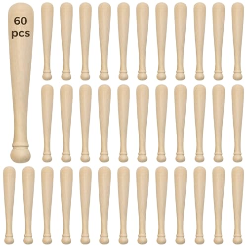 yeeplant Mini-Baseballschläger-Bastelstäbchen, 60-teiliges Set, Massivholz für Bastelarbeiten, Bastelarbeiten und Heimdekorationsprojekte von yeeplant