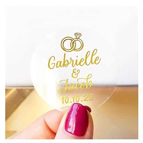 Hochzeitsaufkleber Sticker Personalisiert,Personalisiert Hochzeit Aufkleber, Mit Namen Und Datum Sticker Für Hochzeit Gastgeschenk Taufe Kommunion Geburtstag Feste (F,2.5CM) von ygm