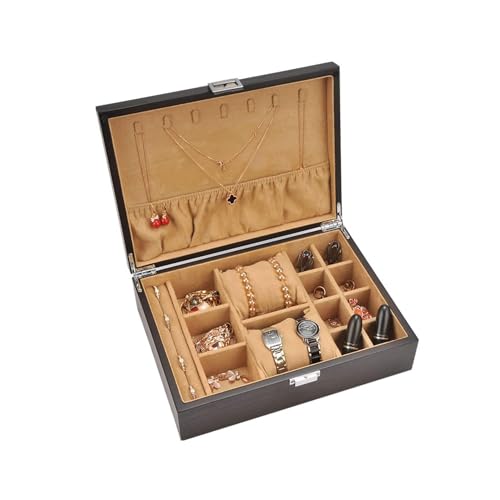 ygmmuixw Vintage-Schatztruhe aus Holz, Schmuckschatulle, Moderne Schmuckaufbewahrungsbox, großes Fassungsvermögen, Schmuck-Display, Ohrringhalter von ygmmuixw