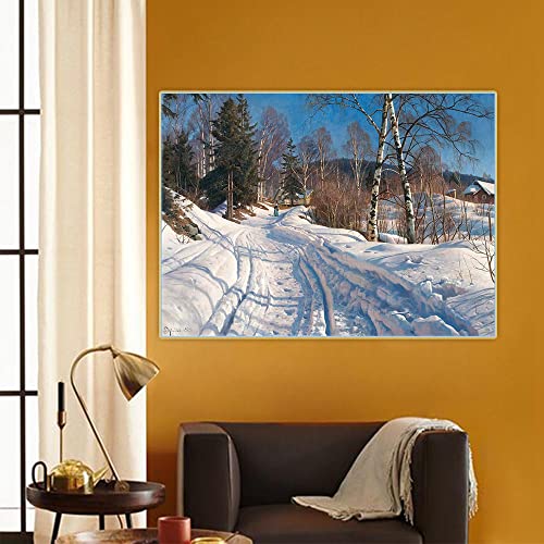 Diamond Painting Kits Peder Monsted Snowy Forest Road in Sunlight DIY 5D Full Drill Diamond Dots Paintings Picture Arts Home Wall Decor von yhyjyzzjy