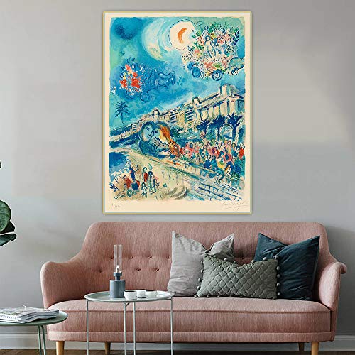 Malen nach Zahlen für Erwachsene, Marc Chagall, Motiv: Karneval der Blumen, Malset für Erwachsene, Leinwand, Geschenke, Kunsthandwerk für Heimdekoration von yhyjyzzjy