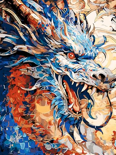 Malen Nach Zahlen Erwachsene Drachen,Malen Nach Zahlen für Erwachsene Drachen,Acrylfarbe Drachen Paint by Numbers Adult zur Geschenk und Heimdekoration(30x40 cm) von yiwushichaoermaiyiyouxiangongsi