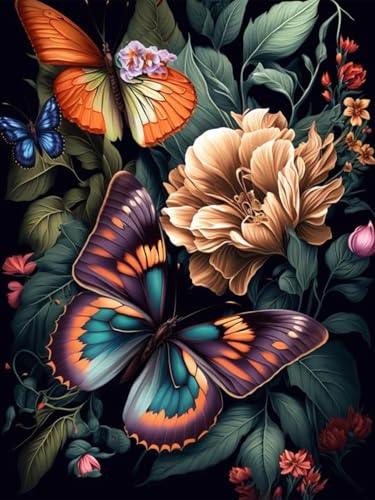 Malen nach Zahlen Erwachsene Schmetterling-Malen nach Zahlen für Erwachsene Blumen,Schmetterling Paint by Numbers Adult Perfect for Casual Wall Decoration (30 x 40 cm) von yiwushichaoermaiyiyouxiangongsi