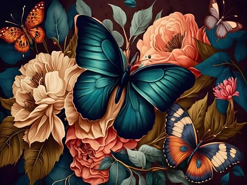 Malen nach Zahlen Erwachsene Schmetterling-Malen nach Zahlen für Erwachsene Schmetterling,Blumen Paint by Numbers Adult Perfect for Casual Wall Decoration (30 x 40 cm) von yiwushichaoermaiyiyouxiangongsi