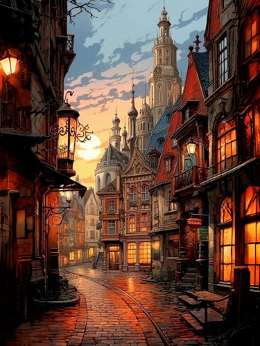 Gemartmall Stadtbild Malen nach Zahlen- Landschaft Malen nach Zahlen Erwachsene, Paint by Numbers Adult für Erwachsene for Casual Wall Decoration (30 x 40 cm) von Gemartmall