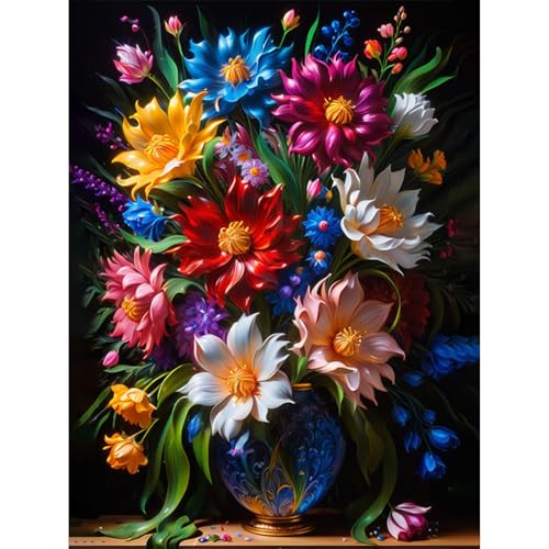 Gemartmall Blume Malen Nach Zahlen Erwachsene-Anlage Malen Nach Zahlen für Erwachsene,Blume Acrylfarbe Malen Nach Zahlen Erwachsene Set zur Geschenk und Heimdekoration (30x40cm) von Gemartmall