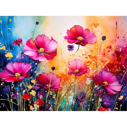 Gemartmall Blume Malen Nach Zahlen Erwachsene-Anlage Malen Nach Zahlen für Erwachsene,Blumen Acrylfarbe Malen Nach Zahlen Erwachsene Set zur Geschenk und Heimdekoration (30x40cm) von Gemartmall