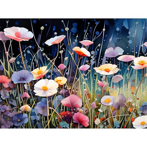 Gemartmall Blume Malen Nach Zahlen Erwachsene-Wilde Blumen Malen Nach Zahlen für Erwachsene,Anlage Acrylfarbe Malen Nach Zahlen Erwachsene Set zur Geschenk und Heimdekoration (30x40cm) von Gemartmall