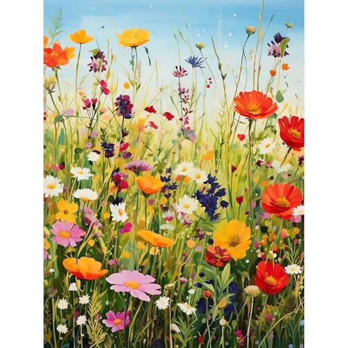 Gemartmall Blume Malen Nach Zahlen Erwachsene-Wilde Blumen Malen Nach Zahlen für Erwachsene,Anlage Acrylfarbe Malen Nach Zahlen Erwachsene Set zur Geschenk und Heimdekoration (30x40cm) von Gemartmall