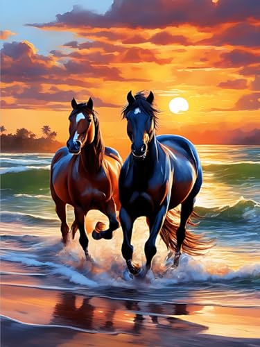 Gemartmall Diamond Painting Erwachsene Pferd,Diamant Painting Bilder Erwachsene Pferd,Diy Tiere Diamont Painting als Zuhause Wanddekoration und Geschenk(30x40 cm) von Gemartmall