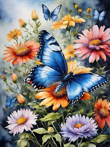 Diamond Painting Erwachsene Schmetterling-Diamant Painting Bilder Schmetterling,Blumen Diamond Painting Set für Erwachsene,Dekorationen,30 x 40 cm von Gemartmall