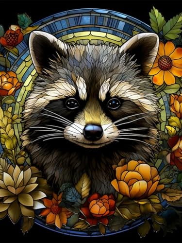 Diamond Painting Erwachsene Waschbär-Waschbär Diamant Painting, Tiere 5D Diamond Painting für Die Freizeit zu Hause und Als Dekoration (30x40 CM) von yiwushichaoermaoyiyouxiangongsi