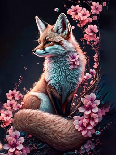 Gemartmall Diamond Painting Fuchs-Fuchs Diamond Painting Erwachsene, 5D Diamond Painting Tiere als Geschenk für Home Wand Décor (30x40 CM) von Gemartmall