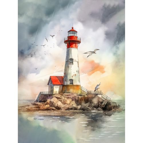 Leuchtturm Malen Nach Zahlenn Erwachsene-Leuchtturm Malen Nach Zahlen für Erwachsene,Leuchtturm Acrylfarbe Malen Nach Zahlen Erwachsene Set zur Geschenk und Heimdekoration 30x40cm von yiwushichaoermaoyiyouxiangongsi