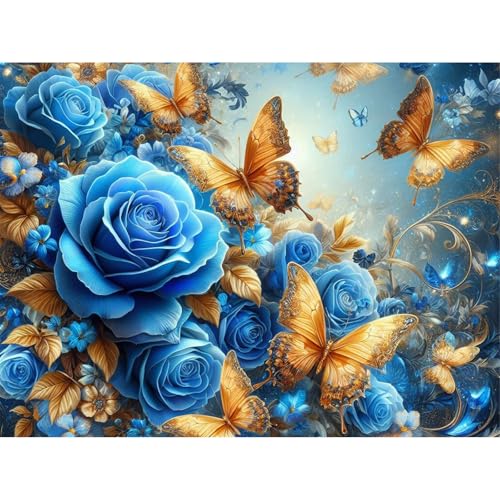 Gemartmall Rose Diamond Painting Erwachsene-Schmetterling Diamant Painting Bilder,Blumen 5d Diamond Painting Set Erwachsene Arts Craft für Home Wand Decor 30x40cm von Gemartmall