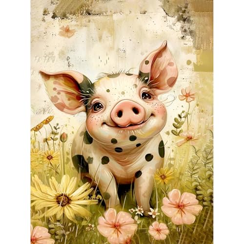 Schwein Diamond Painting Erwachsene-Tiere Diamant Painting Bilder,Schwein 5d Diamond Painting Set Erwachsene Arts Craft für Home Wand Decor 30x40cm von yiwushichaoermaoyiyouxiangongsi