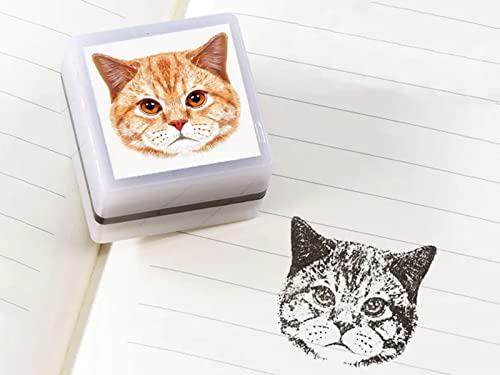 Personalisierte Haustier-Stempel, selbstfärbender Stempel, individueller Stempel mit Katzen- und Hundemotiv vom Foto, Geschenk für Haustierliebhaber, Haustier-Gedenkgeschenk (weiß, 3 cm) von yky