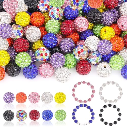 yoofun 100Pcs 10mm Strass Perlen für Armbänder, Perlenset Charm Kit für DIY Bracelet Making, Feiertage, Partys, Weihnachten von yoofun