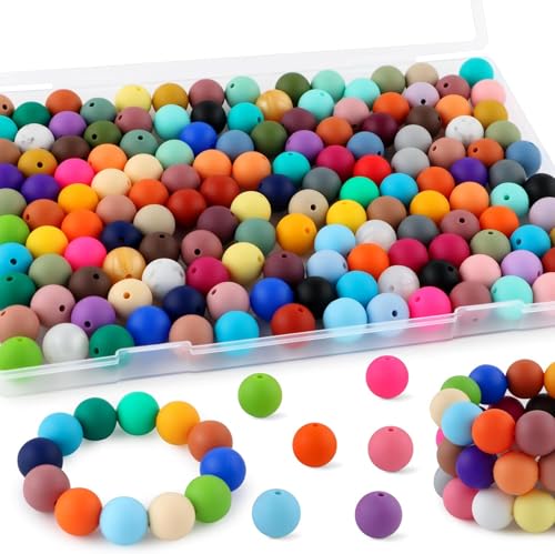 yoofun 150Pcs 15mm Silikon Perlen für Armbänder, Mini Perlenset Charm Kit für DIY Bracelet Making, Feiertage, Partys, Weihnachten von yoofun