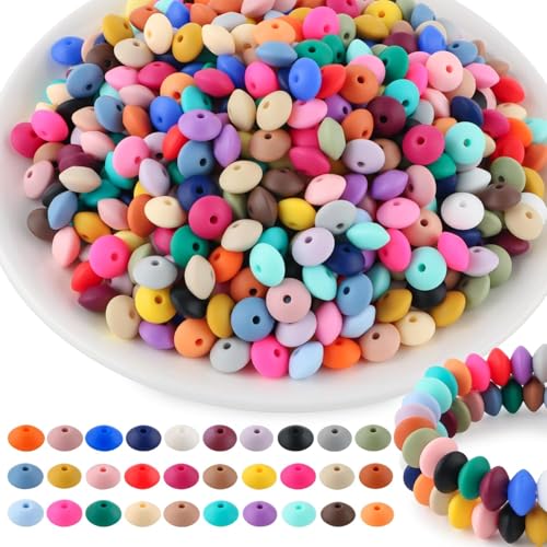 yoofun 300Pcs 12mm Silikon Perlen für Armbänder, Mini Perlenset Charm Kit für DIY Bracelet Making, Feiertage, Partys, Weihnachten von yoofun