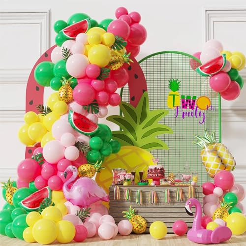 yosiio Hawaii Luftballon Girlande, Flamingo Ballon Girlande Set Rosa Grün Luftballons Kinderpartydeko, Tropische Ananas Ballon Geburtstag Strand Outdoor Luau Party Supplie von yosiio