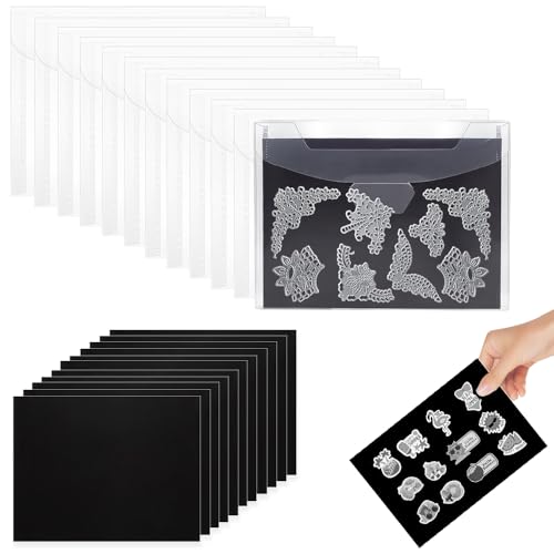 yotutun 24 Stück Stempeltaschen für Stempel und Stanzformen mit Gummi-Magneten, Stanzformen Aufbewahrungsbeutel und Magnetblätter Set für Schablonen Album Stempel DIY Scrapbooking von yotutun