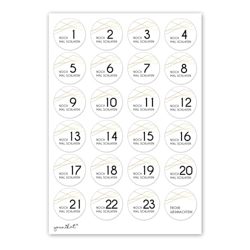 24 Adventskalender-Zahlen-Aufkleber geometrisch, schlicht I rund Ø 4 cm I DIY Sticker Set I Weihnachtsaufkleber Geschenk-Aufkleber I dv_388 von younikat