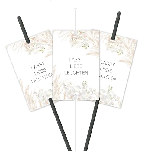 50 Etiketten passend für Wunderkerzen & Knicklichter I Weiße Wildblumen Trockenblumen I Lasst Liebe Leuchten I beige rosa I Gastgeschenk für den besonderen Tag I einseitig bedruckt I dv_1283 von younikat