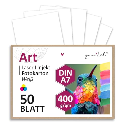 younikat 50er Set blanko Bastelkarton I DIN A7-400 g I DIY I Karte zum Selbstgestalten Basteln Malen und Beschreiben I für Scrapbooking und vieles mehr I weiß I dv1005 von younikat