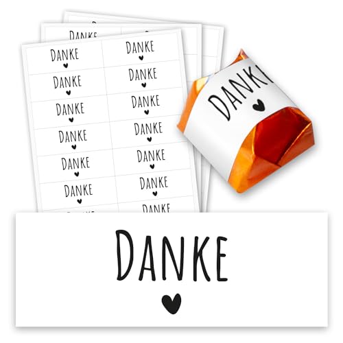 60er Aufkleber-Set Danke - Gastgeschenk Sticker passend für Küsschen I Herz I dv1355 von younikat