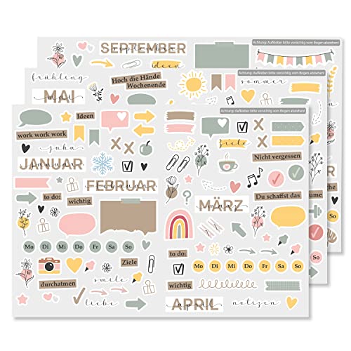 Aufkleber-Set für Bullet Journal Kalender I über 200 Sticker zum Basteln I DIY Scrapbooking-Aufkleber I zum Gestalten I Scrapbook Zubehör I dv1200 von younikat