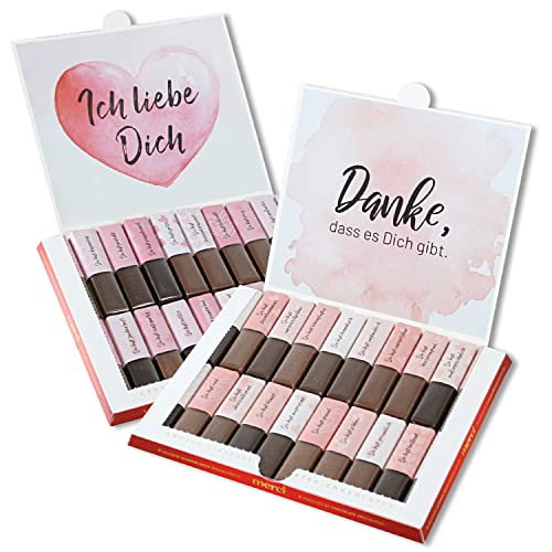 Aufkleber-Set passend für Merci Schokolade - Liebe I mit vorgedruckten Aufklebern I Aquarell-Motiv I selbstklebend I kreative Geschenk-Idee für Freunde I Individuell I ohne Schokolade I dv981 von younikat