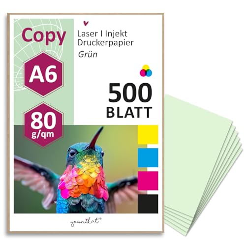 younikat 500 Blatt blanko 80 g/m² Papier in grün DIN A6 I Kopierpapier I dv_1450 von younikat