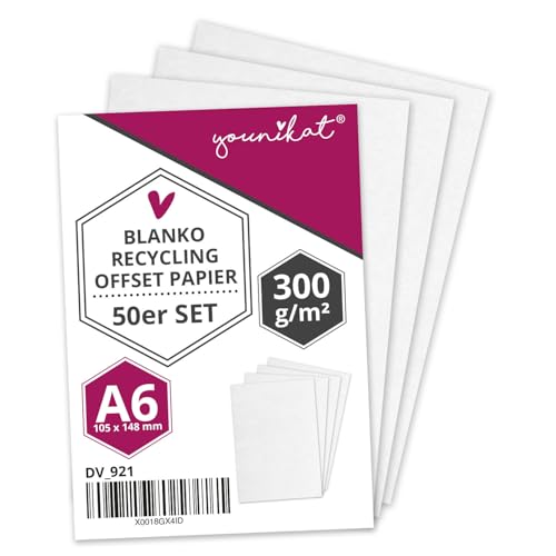 younikat 50er Set Recycling-Offset Blanko Karten I DIN A6 I 300 g/m² I dv_921 von younikat