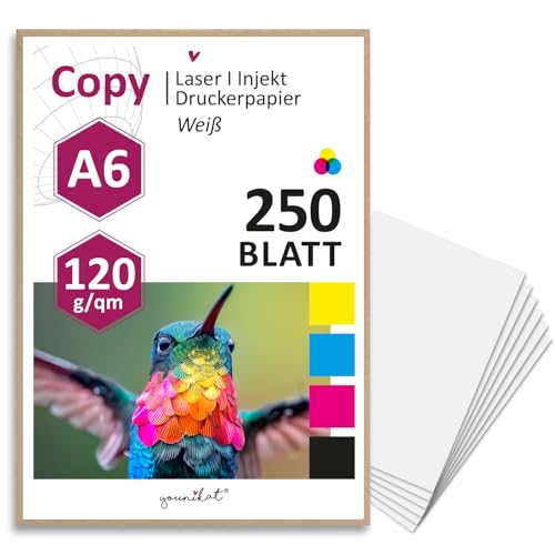 younikat DIN A6 Kopierpapier I 120 g/m² I 250 Blatt in weiß I Papier Blanko Rezeptpapier I dv_1551 von younikat