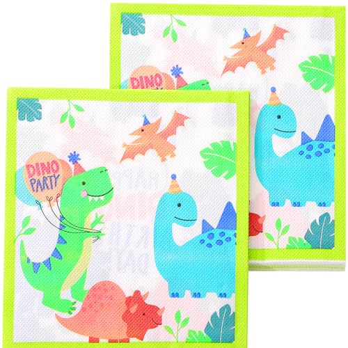 40 STÜCKE Dinosaurier-Serviette, Buntes Papiergeschirr für den Kindergeburtstag 33 * 33CM, Tischdeko - mit Dinosaurier für Jungen und Mädchen zum Kinder-Geburtstag (Weiß-D21) von youtu