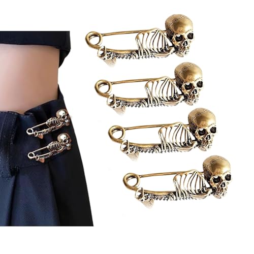 yovont Mystische Totenkopf-Brosche im Gothic-Stil, Vintage-Totenkopf-Brosche, Punk-Kreativ-Kragennadel, Gothic-Totenkopf-Anstecker, für Kleidung, Taschen und Hüte (Gold) von yovont