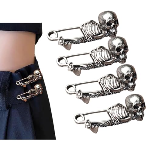 yovont Mystische Totenkopf-Brosche im Gothic-Stil, Vintage-Totenkopf-Brosche, Punk-Kreativ-Kragennadel, Gothic-Totenkopf-Anstecker, für Kleidung, Taschen und Hüte (Silver) von yovont