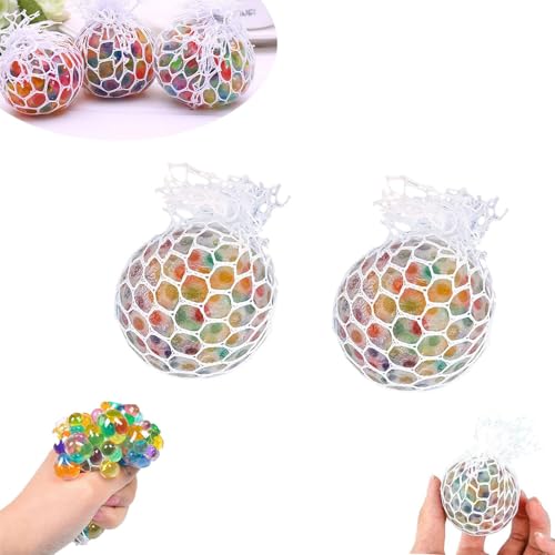 yovont Psychedelischer Regenbogen-Stressabbauball, Quetschspielzeug, Regenbogen-Stressball, Quetsch- und Quetschperlen, farbenfrohes Zappelspielzeug, Quetschstressball (2PCS) von yovont