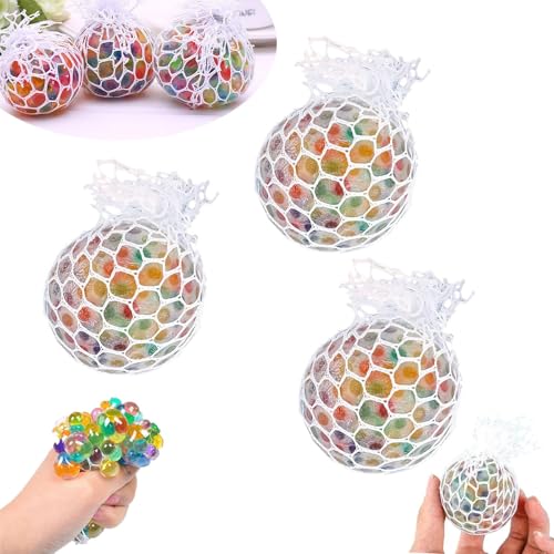 yovont Psychedelischer Regenbogen-Stressabbauball, Quetschspielzeug, Regenbogen-Stressball, Quetsch- und Quetschperlen, farbenfrohes Zappelspielzeug, Quetschstressball (3PCS) von yovont