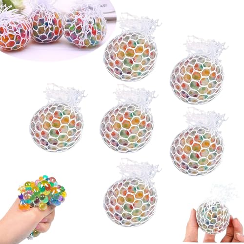 yovont Psychedelischer Regenbogen-Stressabbauball, Quetschspielzeug, Regenbogen-Stressball, Quetsch- und Quetschperlen, farbenfrohes Zappelspielzeug, Quetschstressball (6PCS) von yovont