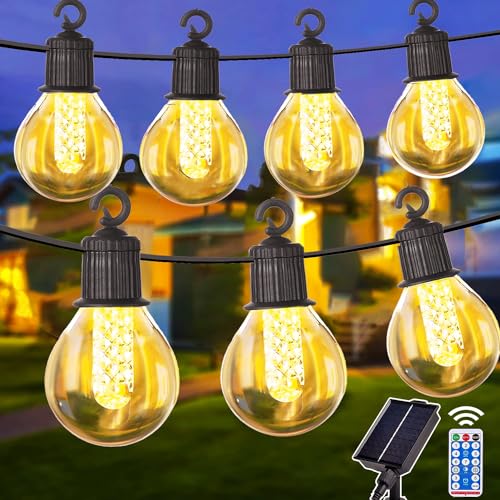 yowin Lichterkette Außen Solar 9M 20 LED Solar Lichterkette Aussen mit Fernbedienung, 8 Modi IP65 Wasserdicht Lichterkette Glühbirnen, 4 Helligkeit Solar Lichterkette für Outdoor, Garten, Balkon Deko von yowin